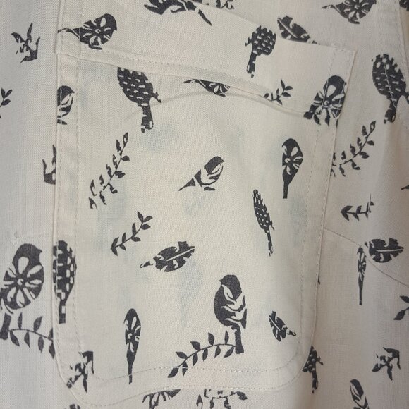 STYLE & CO Long Sleeve Button Down Cream With Black Bird Print Sz XL - Picture 2 of 12